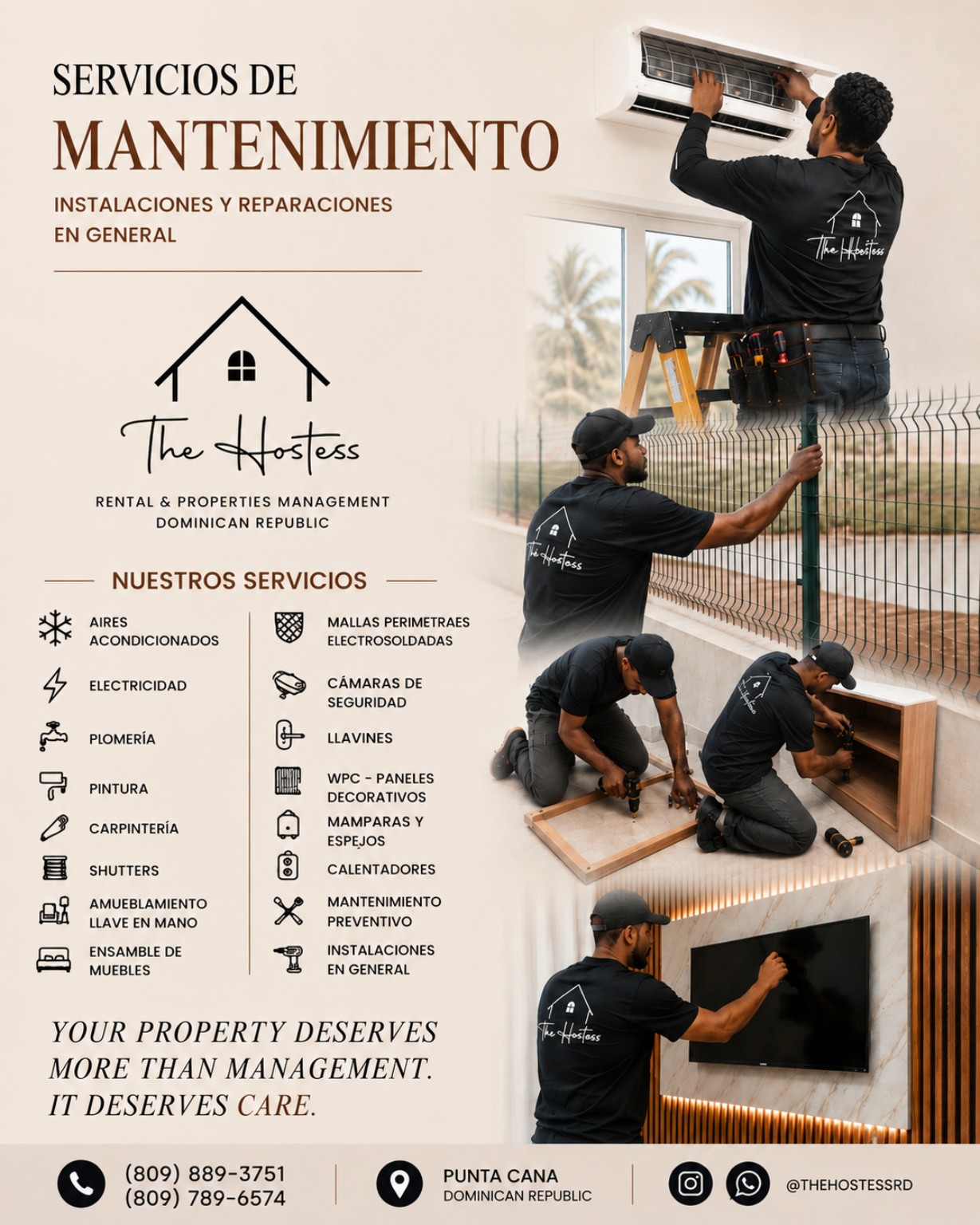 Servicios de mantenimiento e instalaciones de The Hostess RD